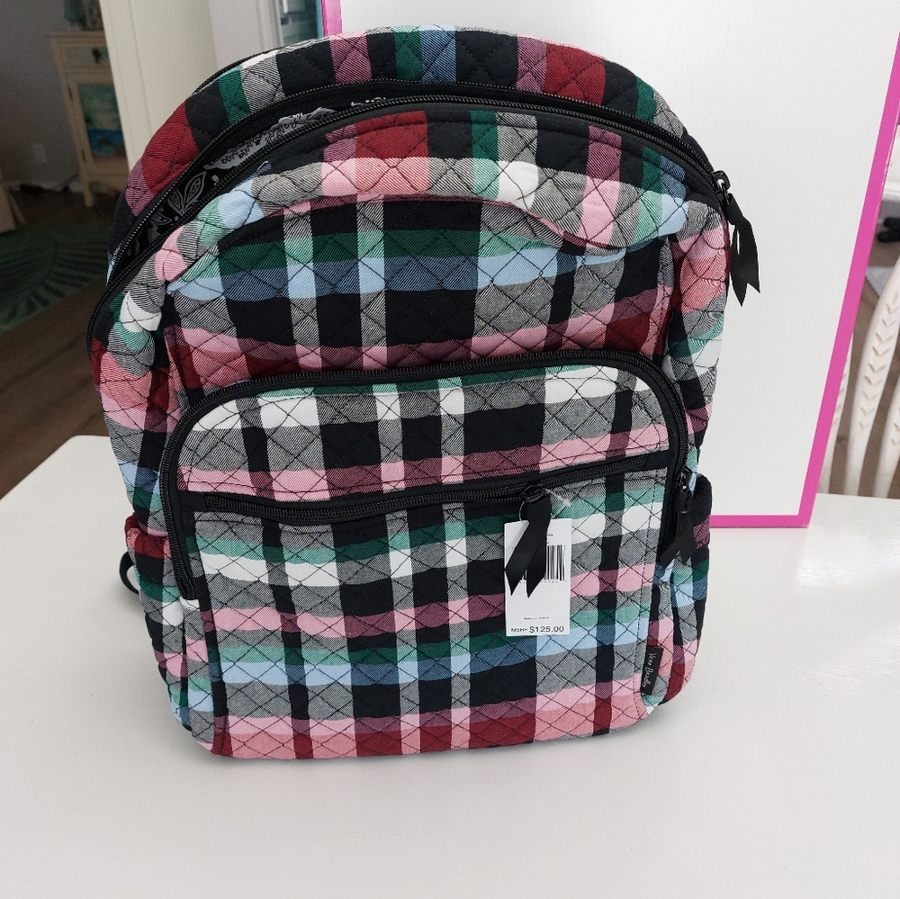 Vera Bradley Campus Backpack Ribbons Plaid NWT